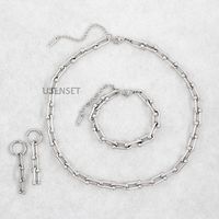 Ins-stil Einfarbig Rostfreier Stahl Überzug Kette Armbänder Ohrringe Halskette main image 5