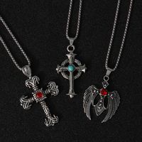 Wholesale Jewelry Fashion Cross 201 Stainless Steel Zinc Alloy Rhinestones Inlay Pendant Necklace main image 6