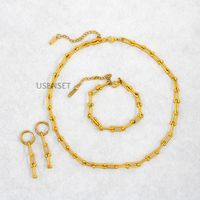 Ins Style Solid Color Stainless Steel Plating Chain Bracelets Earrings Necklace main image 2