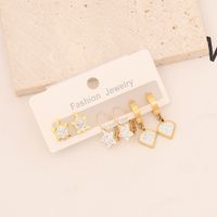 Fashion Heart Shape Butterfly Stainless Steel Plating Inlay Pearl Zircon Earrings 1 Set sku image 2