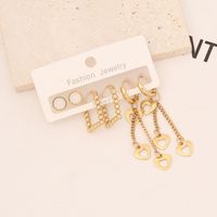 Fashion Heart Shape Butterfly Stainless Steel Plating Inlay Pearl Zircon Earrings 1 Set main image 2