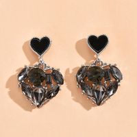 Fashion Heart Shape Alloy Plating Rhinestones Women's Ear Studs 1 Pair sku image 1