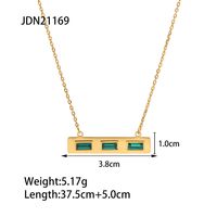 Fashion Square Stainless Steel Inlay Zircon Pendant Necklace 1 Piece main image 2