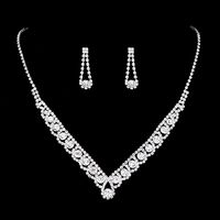 Fashion Colorful Crystal Necklace Jewelry Set Formal Dress Accessories sku image 4