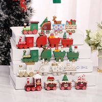 Christmas Fashion Christmas Tree Train Gift Box Wood Indoor Ornaments 1 Set sku image 2