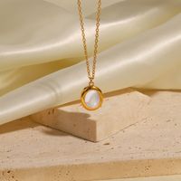 Fashion Round Stainless Steel Inlay Opal Necklace 1 Piece main image 3