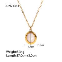 Fashion Round Stainless Steel Inlay Opal Necklace 1 Piece main image 2