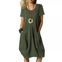 Women's Regular Dress Fashion Round Neck Short Sleeve Solid Color Midi Dress Holiday main image 3