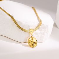 Fashion Eye Snake Stainless Steel Gold Plated Zircon Pendant Necklace 1 Piece main image 3