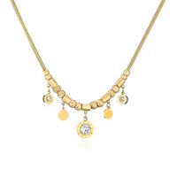 Fashion Eye Snake Stainless Steel Gold Plated Zircon Pendant Necklace 1 Piece sku image 3