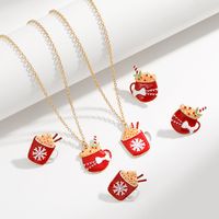 Cute Cup Bow Knot Snowflake Alloy Enamel Christmas Women's Earrings Necklace main image 1