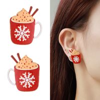 Cute Cup Bow Knot Snowflake Alloy Enamel Christmas Women's Earrings Necklace main image 5
