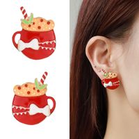 Cute Cup Bow Knot Snowflake Alloy Enamel Christmas Women's Earrings Necklace main image 3