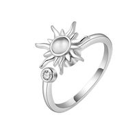 Lässig Einfacher Stil Sonnenblume Kupfer Überzug Inlay Zirkon Offener Ring sku image 1