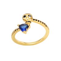 Hip-hop Heart Shape Skull Copper Gold Plated Zircon Open Ring 1 Piece sku image 4