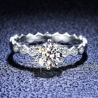 Simple Style Crown Sterling Silver Inlay Moissanite Zircon Rings main image 1