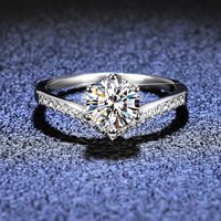 Simple Style Round Sterling Silver Inlay Moissanite Zircon Rings sku image 20