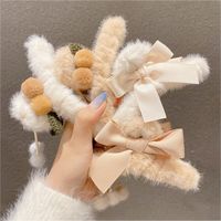 Fashion Bow Knot Plush Handmade Hair Claws 1 Piece main image 6