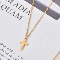 Fashion Cross Stainless Steel Gold Plated Pendant Necklace main image 5