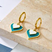 Fashion Water Droplets Heart Shape Stainless Steel Plating Drop Earrings 1 Pair main image 6