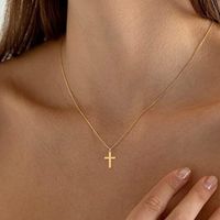 Fashion Cross Stainless Steel Gold Plated Pendant Necklace main image 1