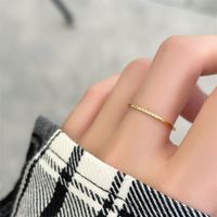 Simple Style Round Titanium Steel Gold Plated Artificial Diamond Rings main image 3