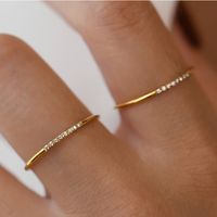 Simple Style Round Titanium Steel Gold Plated Artificial Diamond Rings main image 1