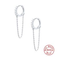 Simple Style Solid Color Silver Plating Chain Inlay Zircon Earrings 1 Pair main image 3