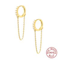 Simple Style Solid Color Silver Plating Chain Inlay Zircon Earrings 1 Pair main image 2