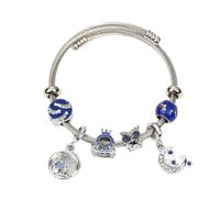 Retro Moon Owl Alloy Titanium Steel Enamel Artificial Gemstones Women's Bangle sku image 1