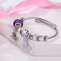 Simple Style Unicorn Horse Alloy Titanium Steel Enamel Unisex Bangle main image 2