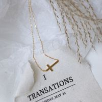 Simple Style Cross Titanium Steel Gold Plated Necklace main image 3