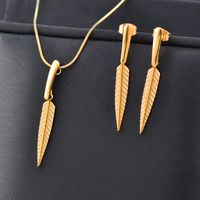 Fashion Leaves Titanium Steel Earrings Necklace main image 1