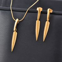 Fashion Leaves Titanium Steel Earrings Necklace main image 6