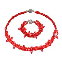 Fashion Solid Color Artificial Crystal Gold Plated Beaded Inlay Rhinestones Women's Bracelets Necklace 1 Piece main image 4