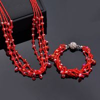Fashion Solid Color Artificial Crystal Gold Plated Beaded Inlay Rhinestones Women's Bracelets Necklace 1 Piece main image 2