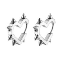 Hip-hop Heart Shape Titanium Steel Plating Rivet Earrings 1 Pair sku image 1