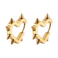 Hip-hop Heart Shape Titanium Steel Plating Rivet Earrings 1 Pair main image 3