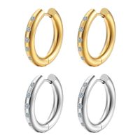Fashion Round Stainless Steel Plating Inlay Rhinestones Earrings 1 Pair main image 3