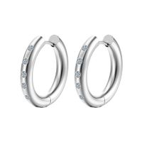 Fashion Round Stainless Steel Plating Inlay Rhinestones Earrings 1 Pair main image 2