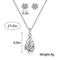 Fashion Water Droplets Copper Plating Inlay Zircon Women's Earrings Necklace 1 Set main image 4
