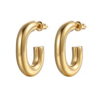 1 Pair Fashion C Shape Plating Stainless Steel Drop Earrings main image 4