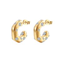 1 Pair Fashion C Shape Plating Inlay Stainless Steel Zircon Ear Studs main image 5