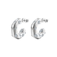 1 Pair Fashion C Shape Plating Inlay Stainless Steel Zircon Ear Studs sku image 1