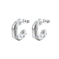 1 Pair Fashion C Shape Plating Inlay Stainless Steel Zircon Ear Studs sku image 2