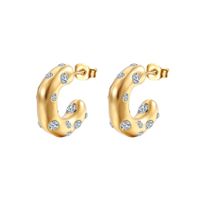 1 Pair Fashion C Shape Plating Inlay Stainless Steel Zircon Ear Studs sku image 5