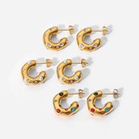 1 Pair Fashion C Shape Plating Inlay Stainless Steel Zircon Ear Studs sku image 9