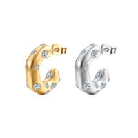 1 Pair Fashion C Shape Plating Inlay Stainless Steel Zircon Ear Studs main image 2