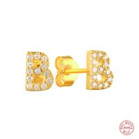 Fashion Letter Silver Plating Inlay Zircon Ear Studs 1 Pair sku image 3