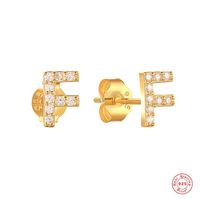Fashion Letter Silver Plating Inlay Zircon Ear Studs 1 Pair sku image 7